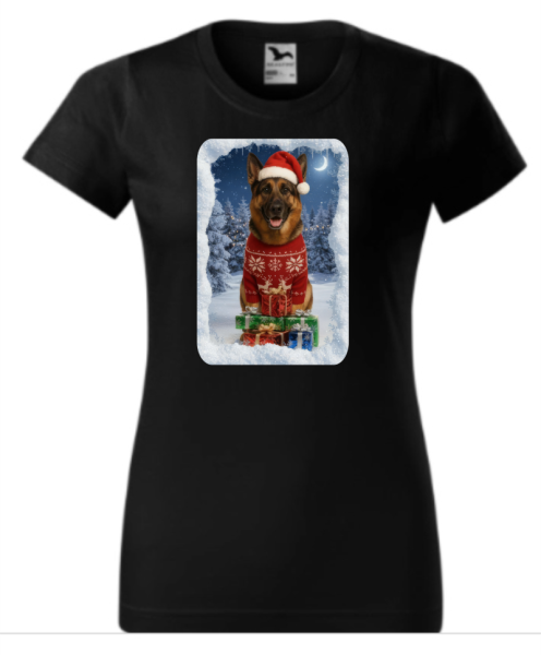 Vánoční tričko s Německým ovčákem dámské3